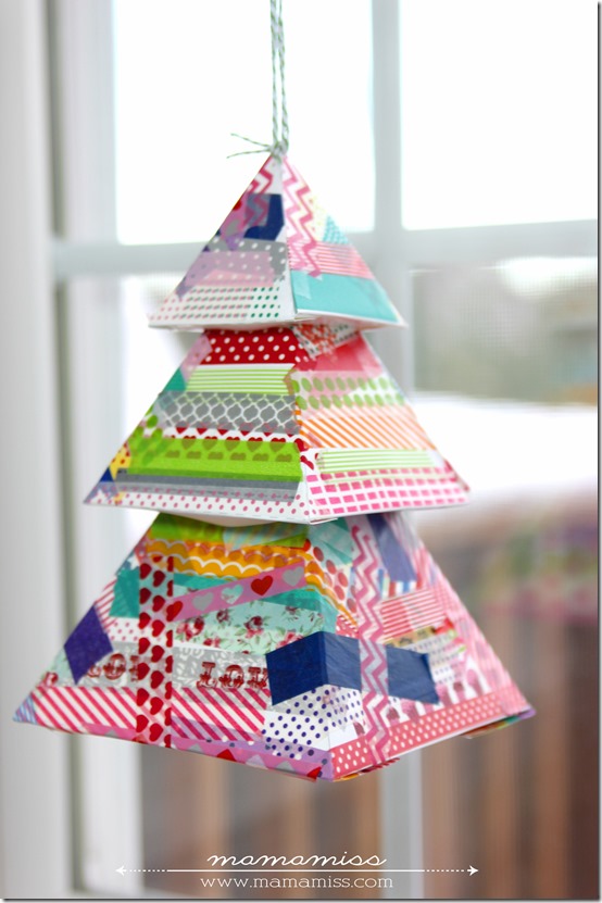 Washi Tape Evergreen Tree | @mamamissblog #washitapecrafts #holiday #ornament