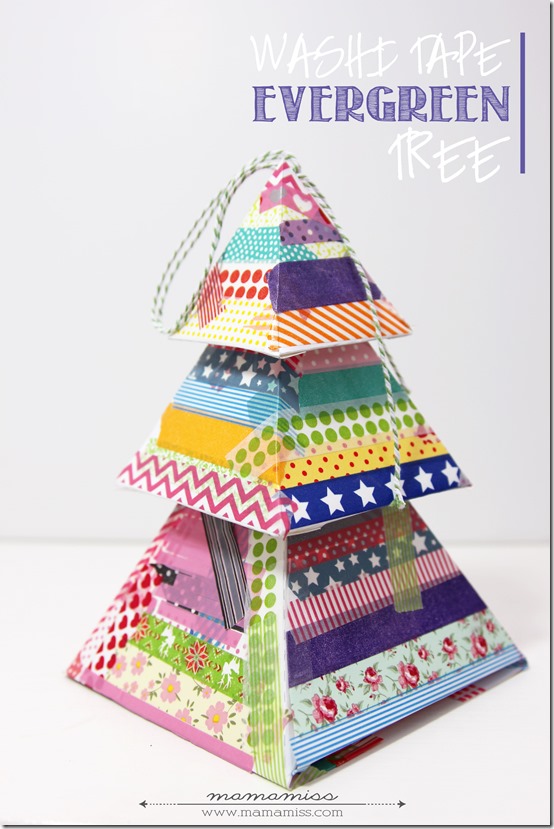 Washi Tape Evergreen Tree | @mamamissblog #washitapecrafts #holiday #ornament