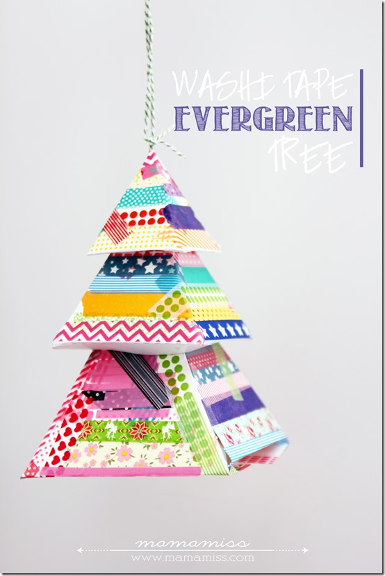 Washi Tape Evergreen Tree | @mamamissblog #washitapecrafts #holiday #ornament