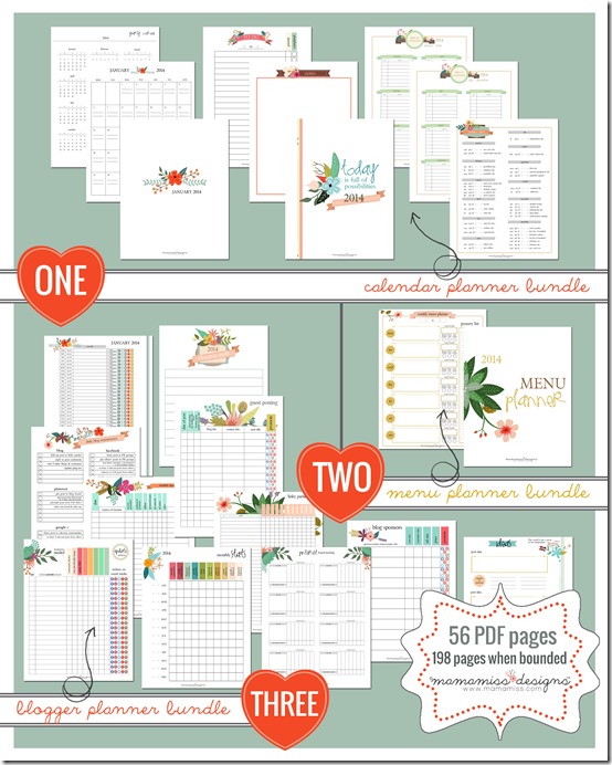 2014 Blogging Planner, Calendar, & Menu Planner | @mamamissblog #organize #2014planner