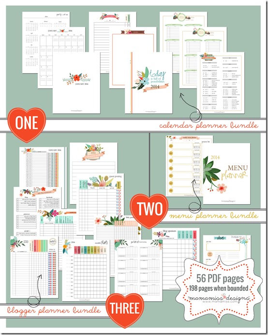 2014 Blogging Planner, Calendar, & Menu Planner | @mamamissblog #organize #2014planner