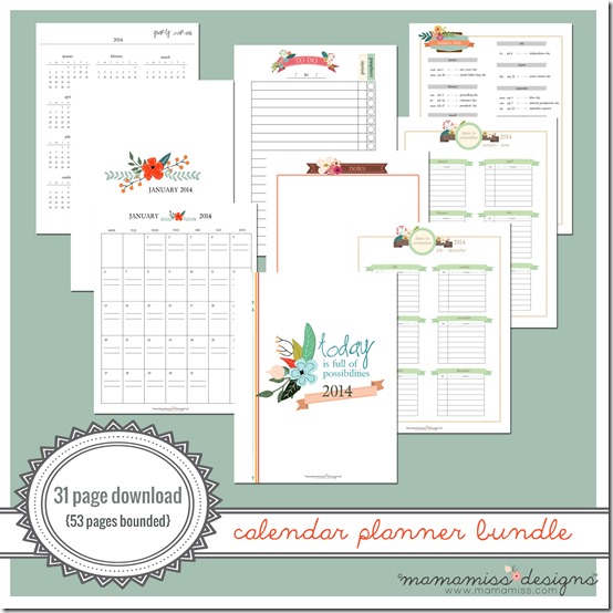 2014 Blogging Planner, Calendar, & Menu Planner | @mamamissblog #organize #2014planner