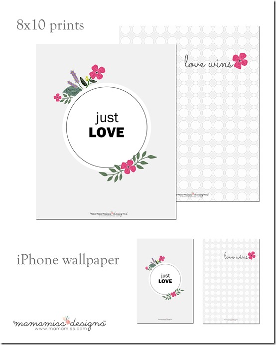 graphic prints for frame & iPhone: Just Love & Love Wins | @mamamissblog #valentinesday #freeprintables #iPhonewallpaperfree #justlove #lovewins