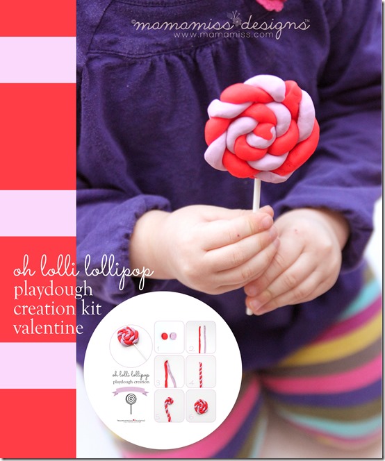 Lollipop Playdough Creation Kit Valentine | @mamamissblog #valentine #homemadeholiday #playdough #createwithkids #kbn