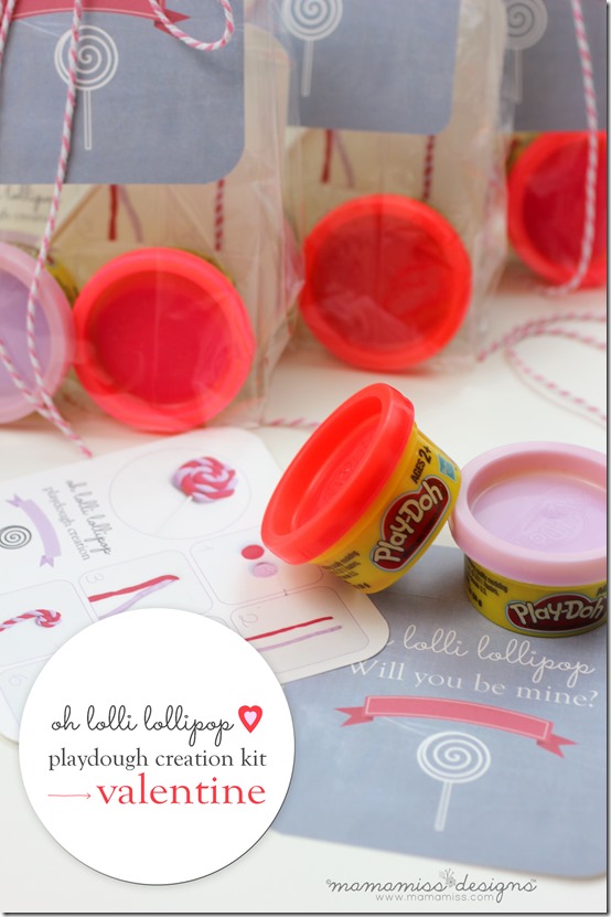 Lollipop Playdough Creation Kit Valentine | @mamamissblog #valentine #homemadeholiday #playdough #createwithkids #kbn