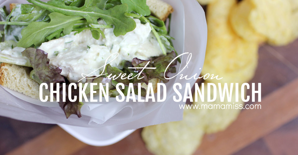 Sweet Onion Chicken Salad Sandwich | @mamamissblog #quickandhealthy #sandwichlove #chickensalad