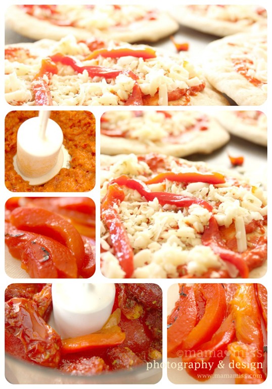 Roasted Red Pepper Sun-Dried Tomato Pita Pizzas |@mamamissblog #pizza #vegetarian