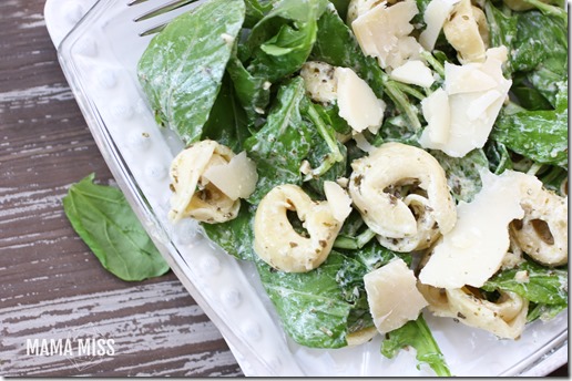 Arugula Tortellini Salad | @mamamissblog #quickmeal #simplemeal #kidfriendly #salad