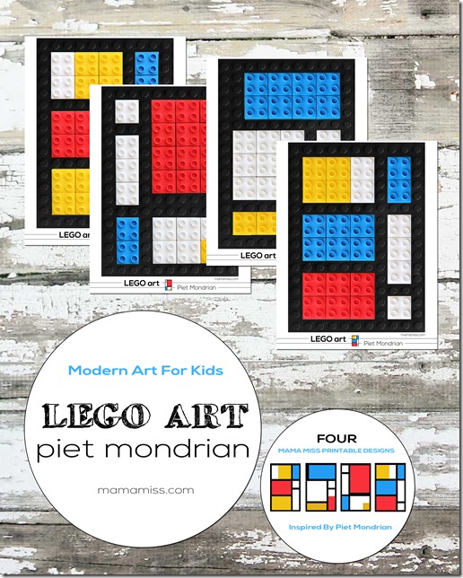 Piet Mondrian LEGO art | @mamamissblog #LEGO #DUPLO #modernartforkids #freeprintable