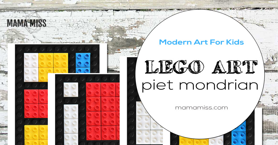 Piet Mondrian LEGO art | @mamamissblog #LEGO #DUPLO #modernartforkids #freeprintable