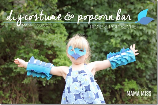 DIY Costume & Popcorn Bar | @mamamissblog #Rio2 #birdcostume #PopForRio2 #familymovienight #macaw