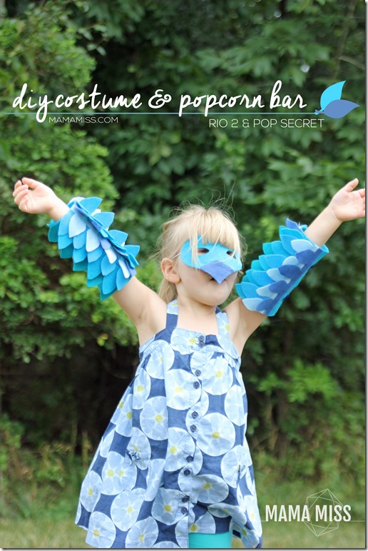 DIY Costume & Popcorn Bar | @mamamissblog #Rio2 #birdcostume #PopForRio2 #familymovienight #macaw