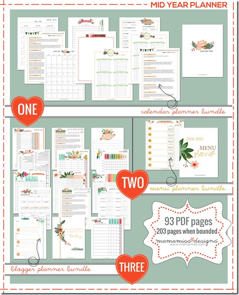 2014-2015 MID YEAR Blogger Planner, Calendar, and Menu Planner | @mamamissblog #bloggertools #organize #midyearplanner