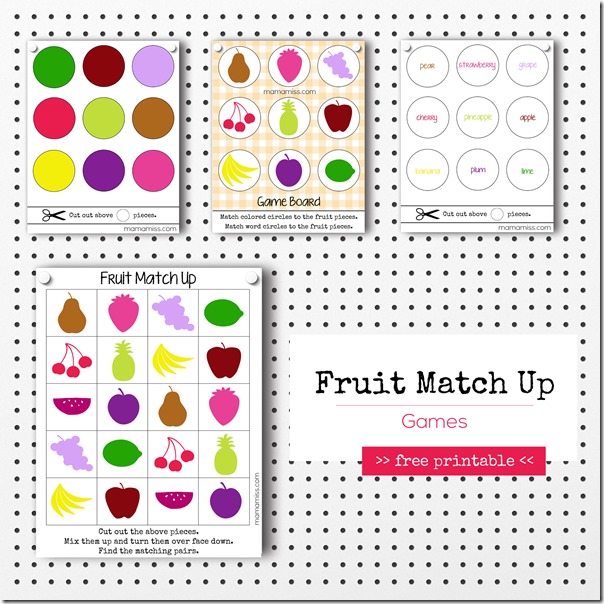 Fruit Match Up Games | @mamamissblog #freeprintable #homeschool #counting #preschool