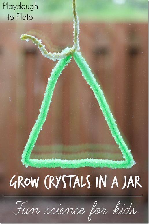 How to Grow Crystals in a Jar | @Playdough2Plato on @mamamissblog  #kidscience #preschoolscience