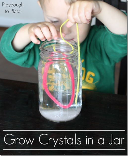 How to Grow Crystals in a Jar | @Playdough2Plato on @mamamissblog  #kidscience #preschoolscience