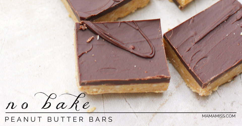 No Bake Peanut Butter Bars | @mamamissblog #peanutbutter #nobake #quickdessert