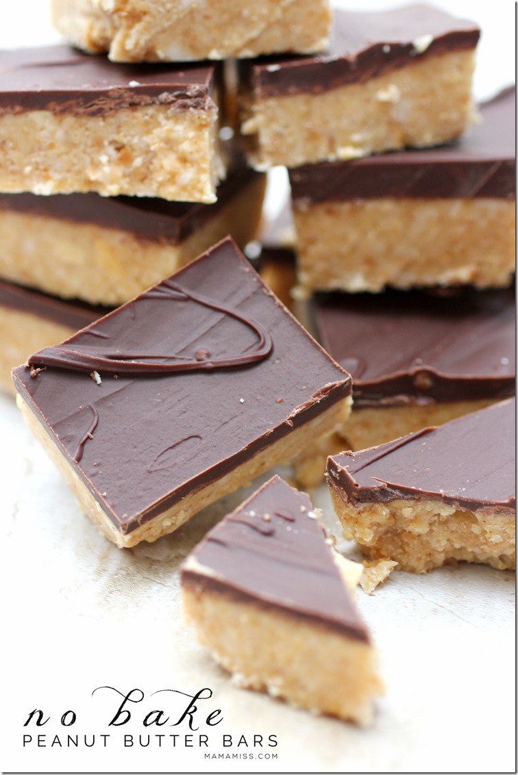 No Bake Peanut Butter Bars | @mamamissblog #peanutbutter #nobake #quickdessert