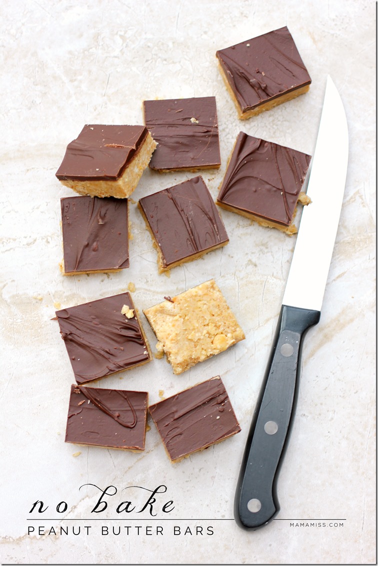 No Bake Peanut Butter Bars | @mamamissblog #peanutbutter #nobake #quickdessert