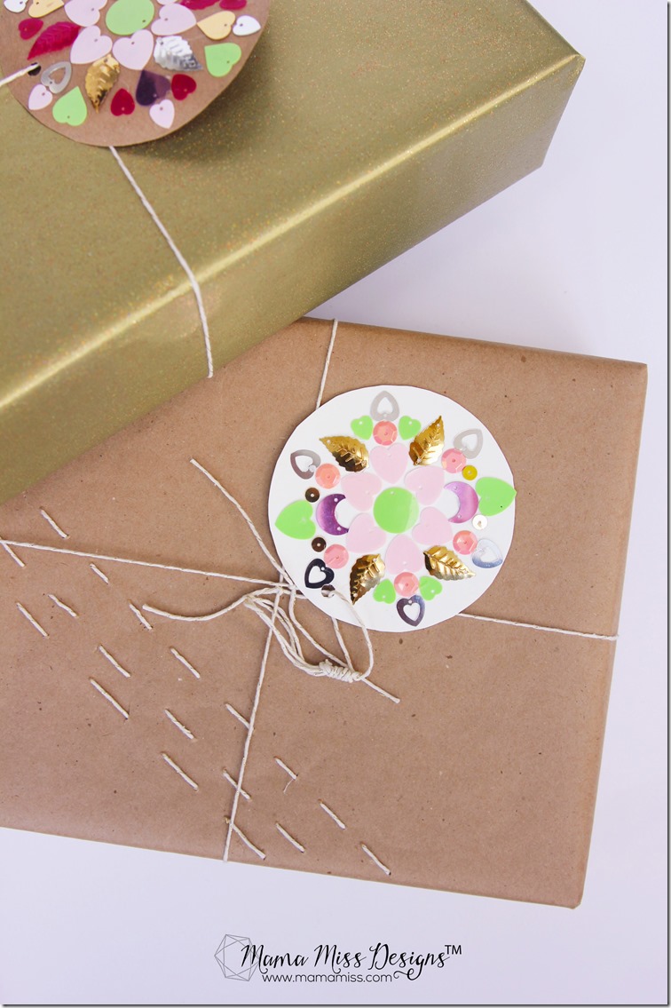 Stitched Paper & Mandala Tag - an easy & creative way to add a handmade aspect to your gift giving! | by @mamamissblog #handmadeholiday #RAMS
