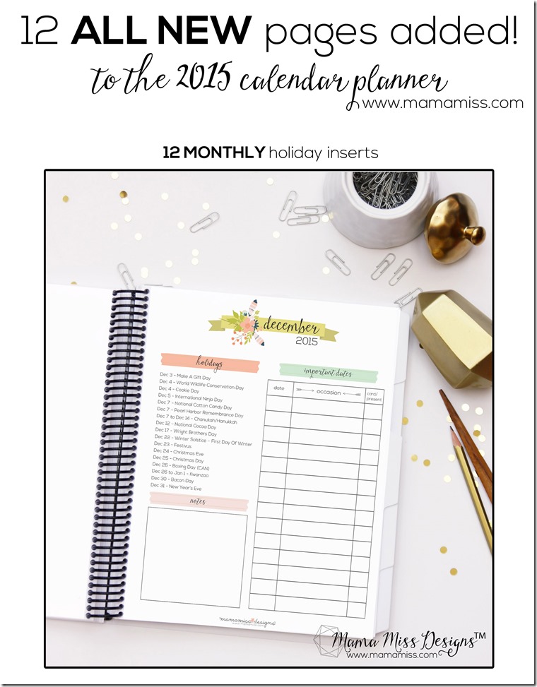 2015 Blogger Planner, Calendar, and Menu Planner - JUST RELEASED!!  @mamamissblog #blogplanner #2015calendar