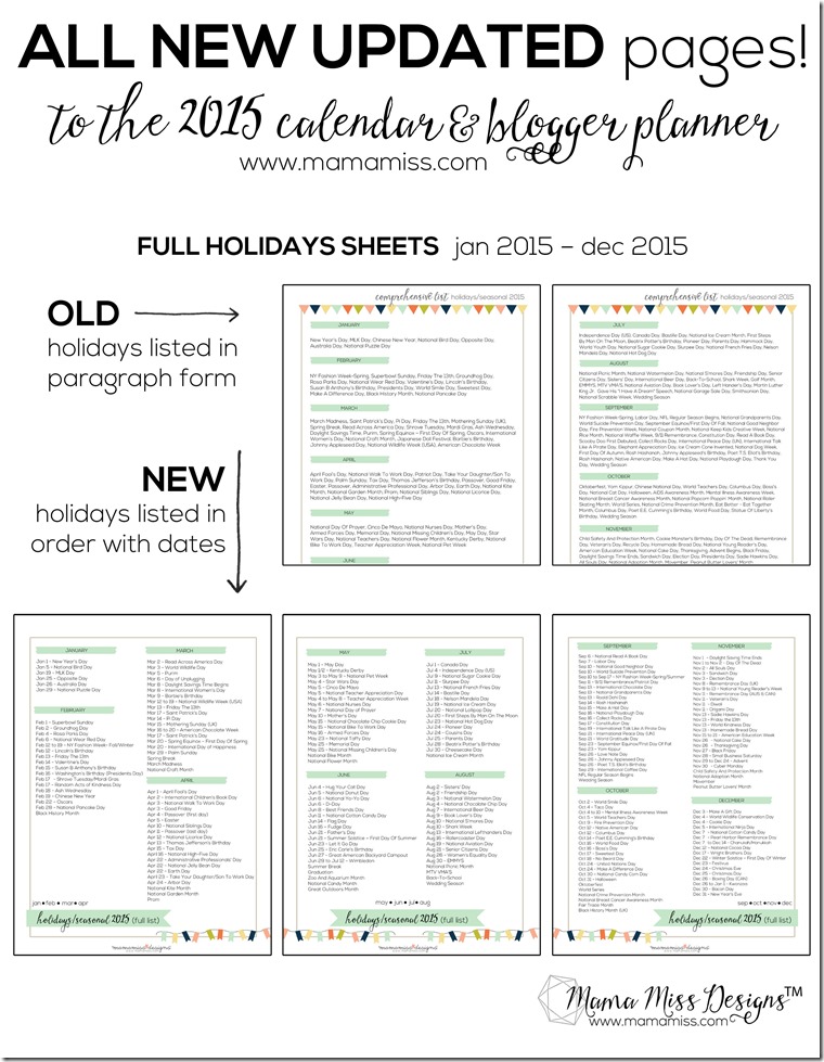 2015 Blogger Planner, Calendar, and Menu Planner - JUST RELEASED!!  @mamamissblog #blogplanner #2015calendar