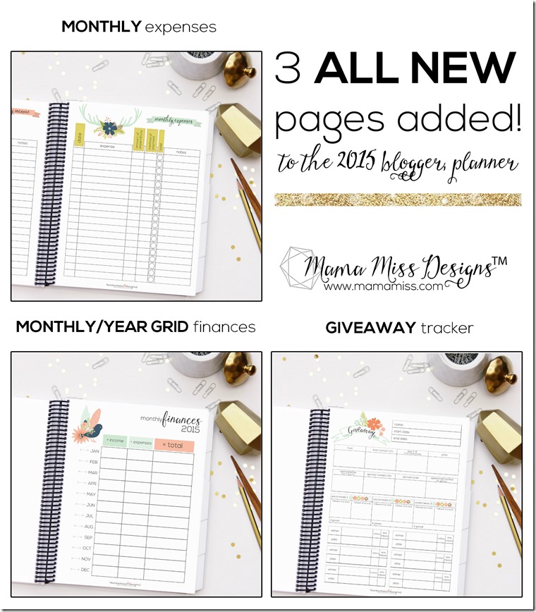 2015 Blogger Planner, Calendar, and Menu Planner - JUST RELEASED!!  @mamamissblog #blogplanner #2015calendar