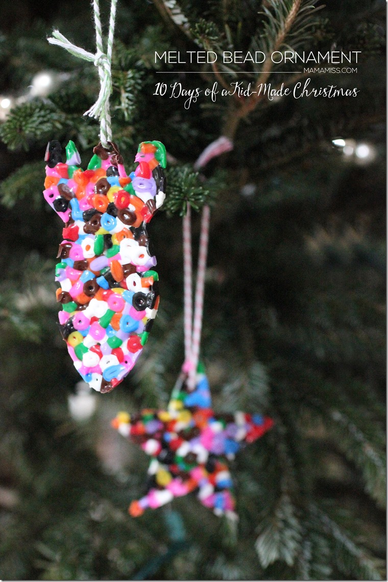 Melted Bead Ornament to go along with the children's book "Santa's New Jet" - Let's READ & CRAFT!   | @mamamissblog #KidMadeOrnaments #KidMadeChristmas