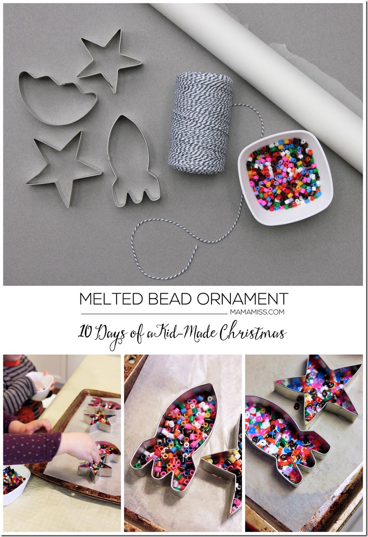 Melted Bead Ornament to go along with the children's book "Santa's New Jet" - Let's READ & CRAFT!   | @mamamissblog #KidMadeOrnaments #KidMadeChristmas