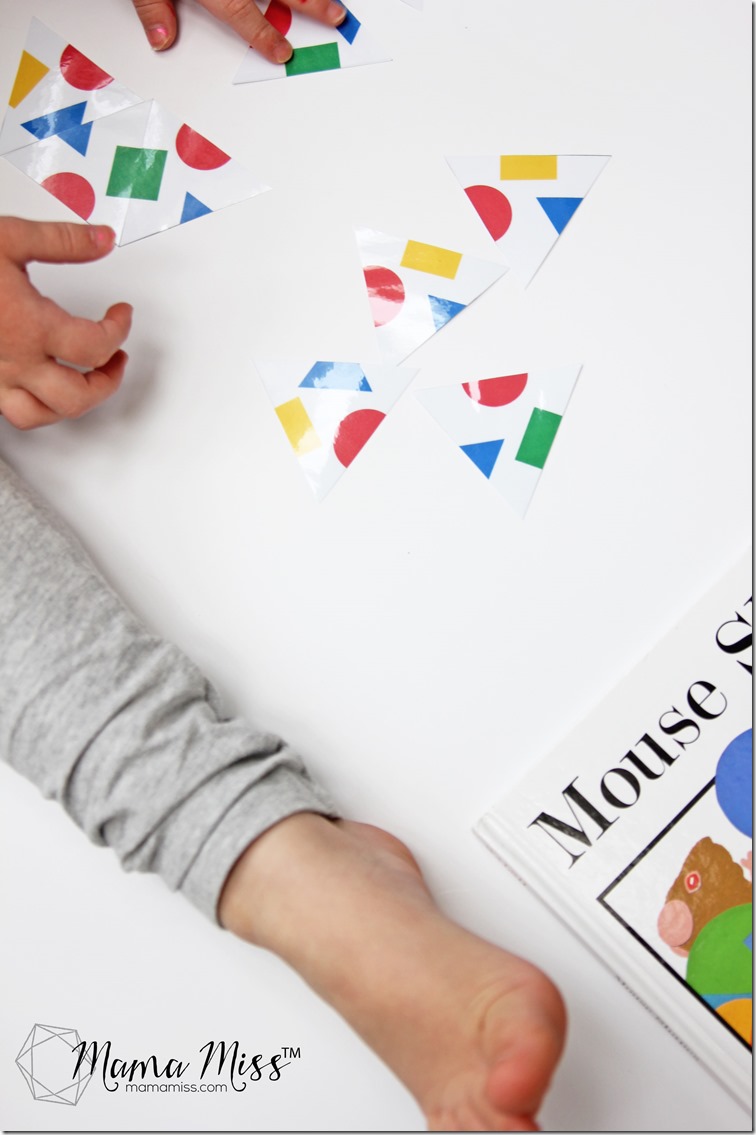 Inspired by Mouse Shapes - Create a Triangle Tessellation Puzzle | @mamamissblog ‪#‎vbcforkids‬ #bookactivities #freeprintable