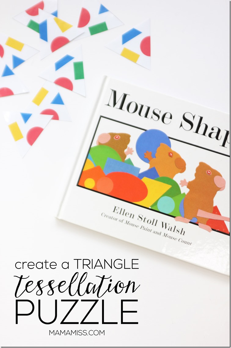 Inspired by Mouse Shapes - Create a Triangle Tessellation Puzzle | @mamamissblog ‪#‎vbcforkids‬ #bookactivities #freeprintable