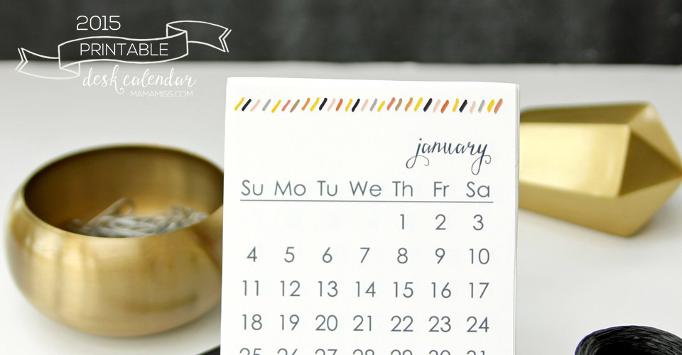 Make your desk "glow" with the 2015 Printable Desk Calendar | @mamamissblog