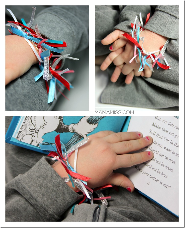 A Cat In The Hat Bracelet -with it’s unique quirkiness, it is a fun little craft to accompany the book! | @mamamissblog #drseuss ‪#‎vbcforkids‬ 