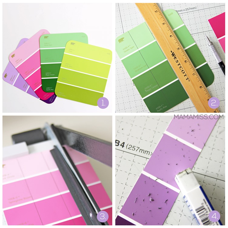 Paint Chip Bookmarks - a simple & inexpensive way (it'll only cost about 28¢) to create a pretty little bookmark! | @mamamissblog