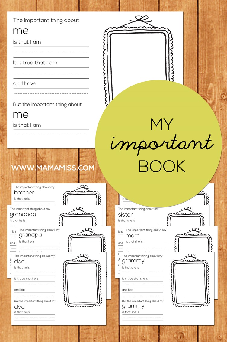 My Important Book - a little keepsake for kids to make, to write about who is important to them and why.  Inspired by The Important Book.  From @mamamissblog