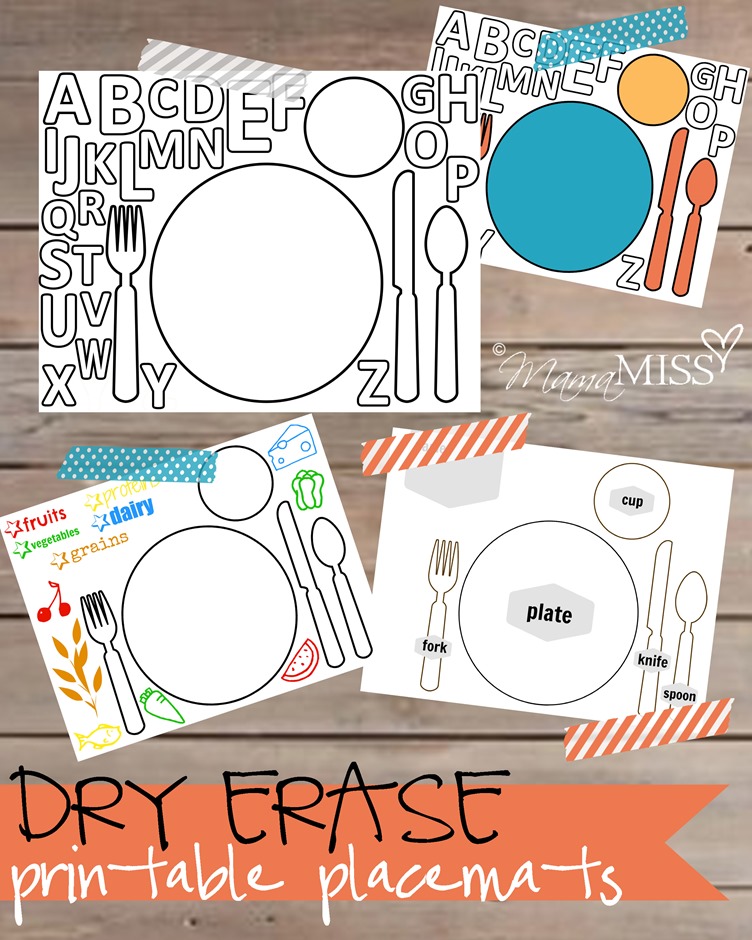 Dry Erase Free Printable Placemats @mamamissblog