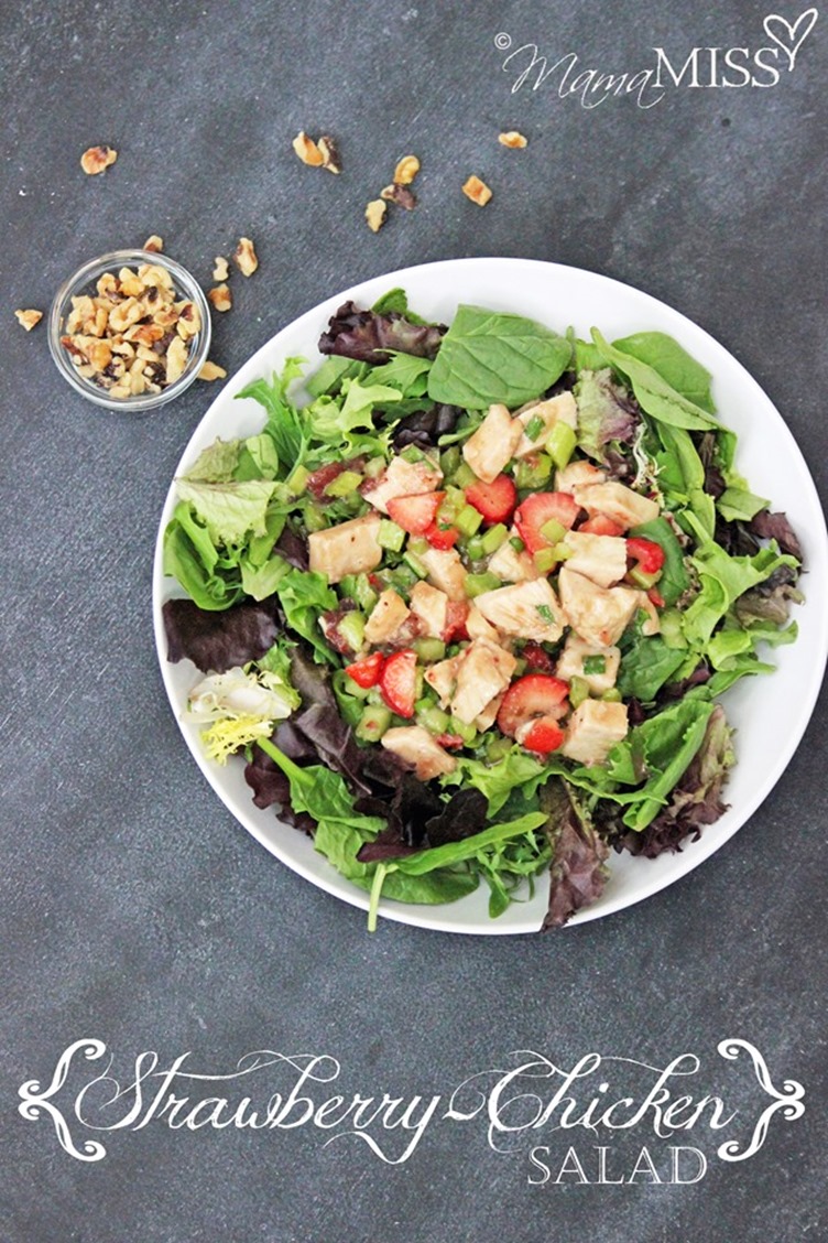 Strawberry-Chicken Salad - This yummy strawberry salad is the perfect addition to your summer meal plans. Lite and filling - it's sure to sweeten your plate. From @mamamissblog