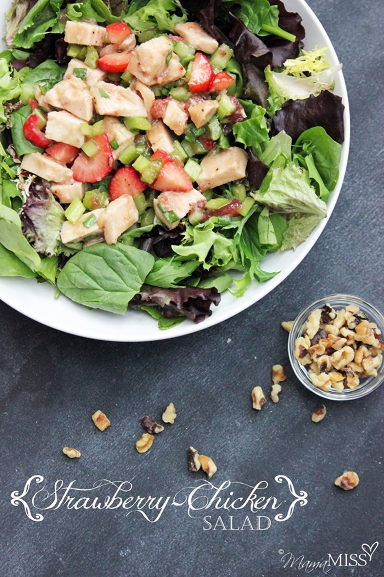 Strawberry-Chicken Salad - This yummy strawberry salad is the perfect addition to your summer meal plans. Lite and filling - it's sure to sweeten your plate. From @mamamissblog