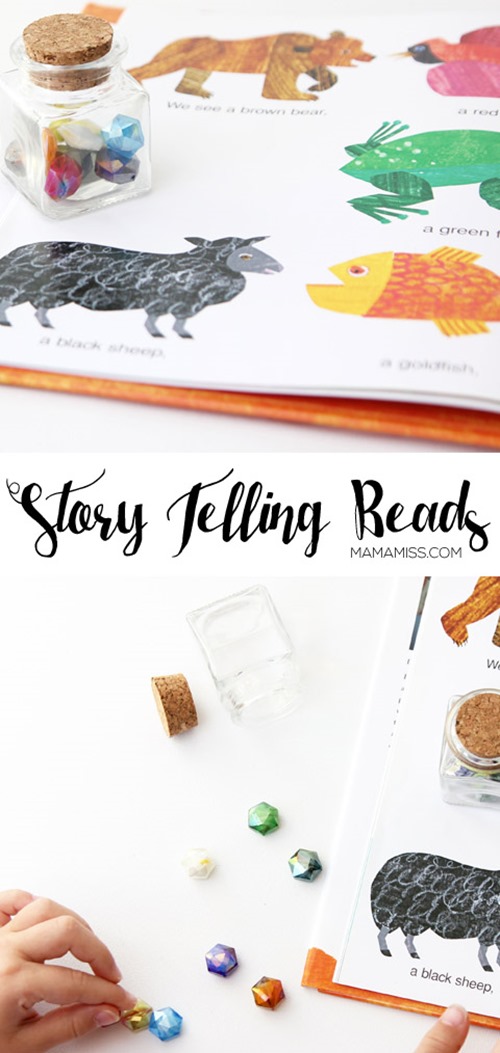 STORY TELLING BEADS - explore a fun story telling technique while practicing colors, memorization, and reading to accompany the book Brown Bear, Brown Bear, What Do You See by Bill Martin Jr. from @mamamissblog