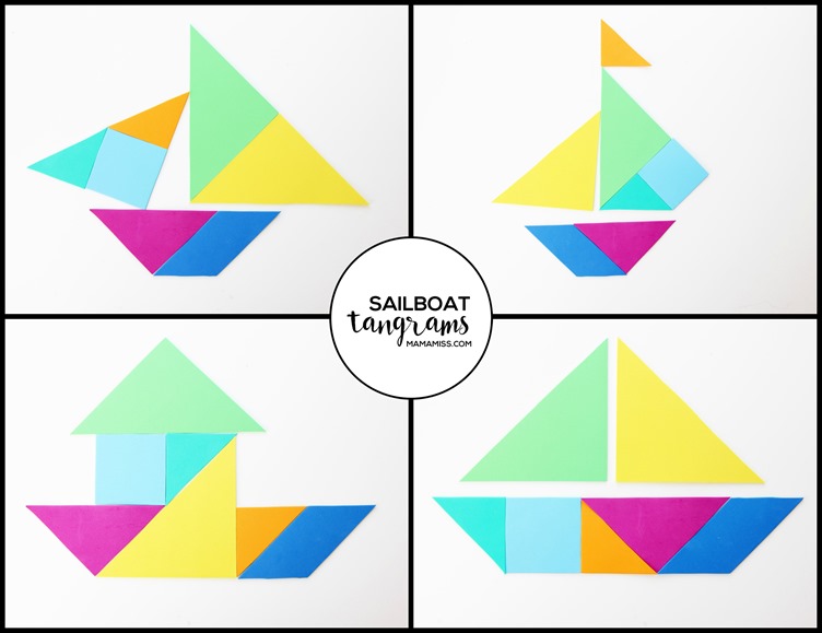 Take a ride on the open sea with 8 Sailboat Tangram Designs | @mamamissblog