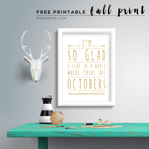 Welcome fall on your wall with this beautiful L.M. Montgomery free printable quote from Anne of Green Gables from @mamamissblog