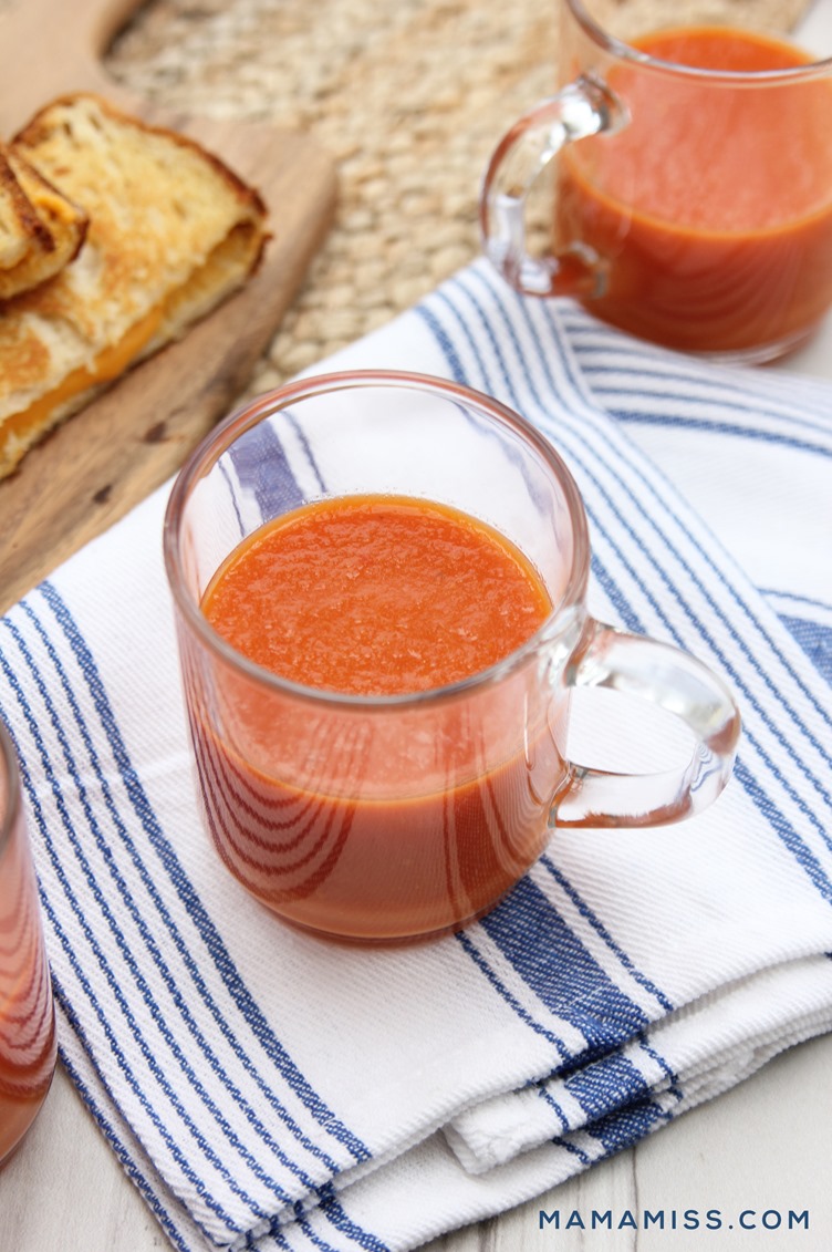 Vegan, gluten free, & dairy free ooooey gooey goodness with this Tomato Soup & Grilled Cheese  from @mamamissblog