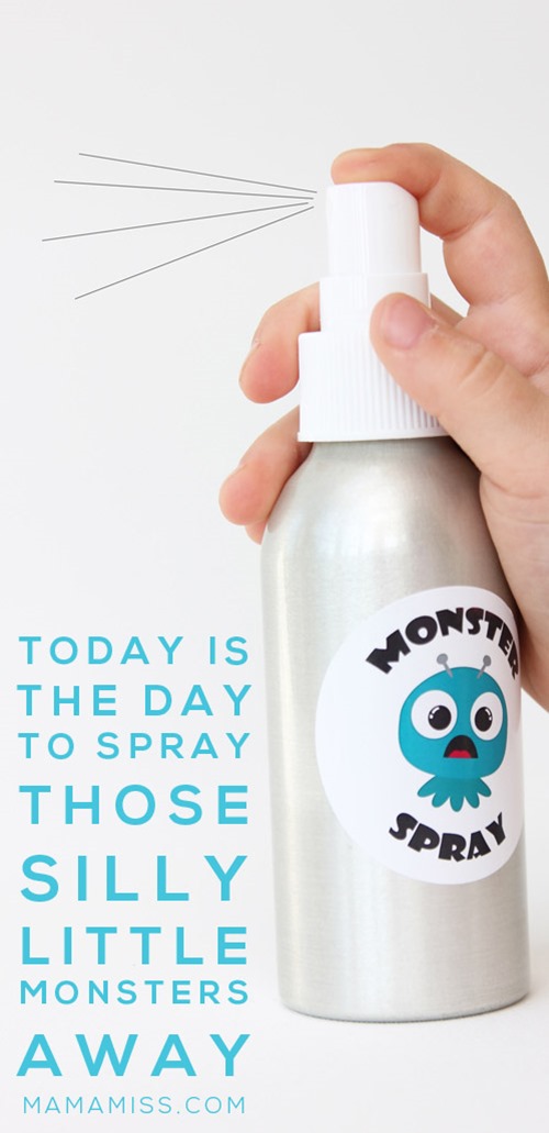 Today is the day to spray those silly little monsters away - make some MONSTER SPRAY today with this free printable!  From @mamamissblog