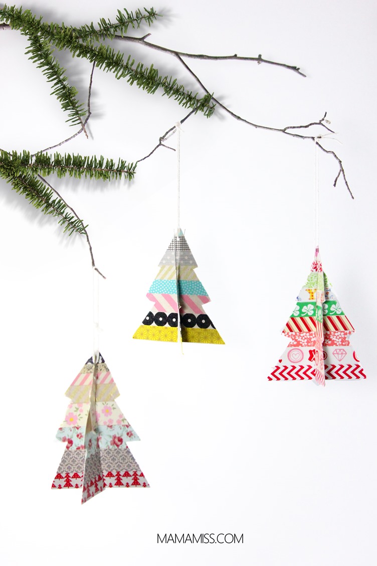 10 Days of a Kid-Made Christmas - Washi Tape Trees inpired by the Eric Carle book Dream Snow from @mamamissblog