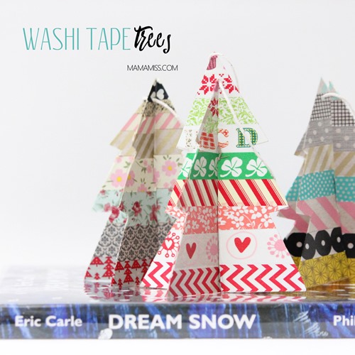 10 Days of a Kid-Made Christmas - Washi Tape Trees inpired by the Eric Carle book Dream Snow from @mamamissblog