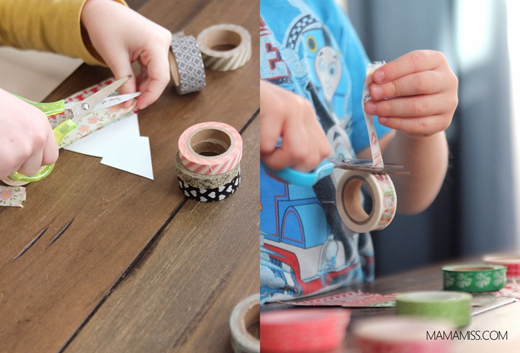 10 Days of a Kid-Made Christmas - Washi Tape Trees inpired by the Eric Carle book Dream Snow from @mamamissblog