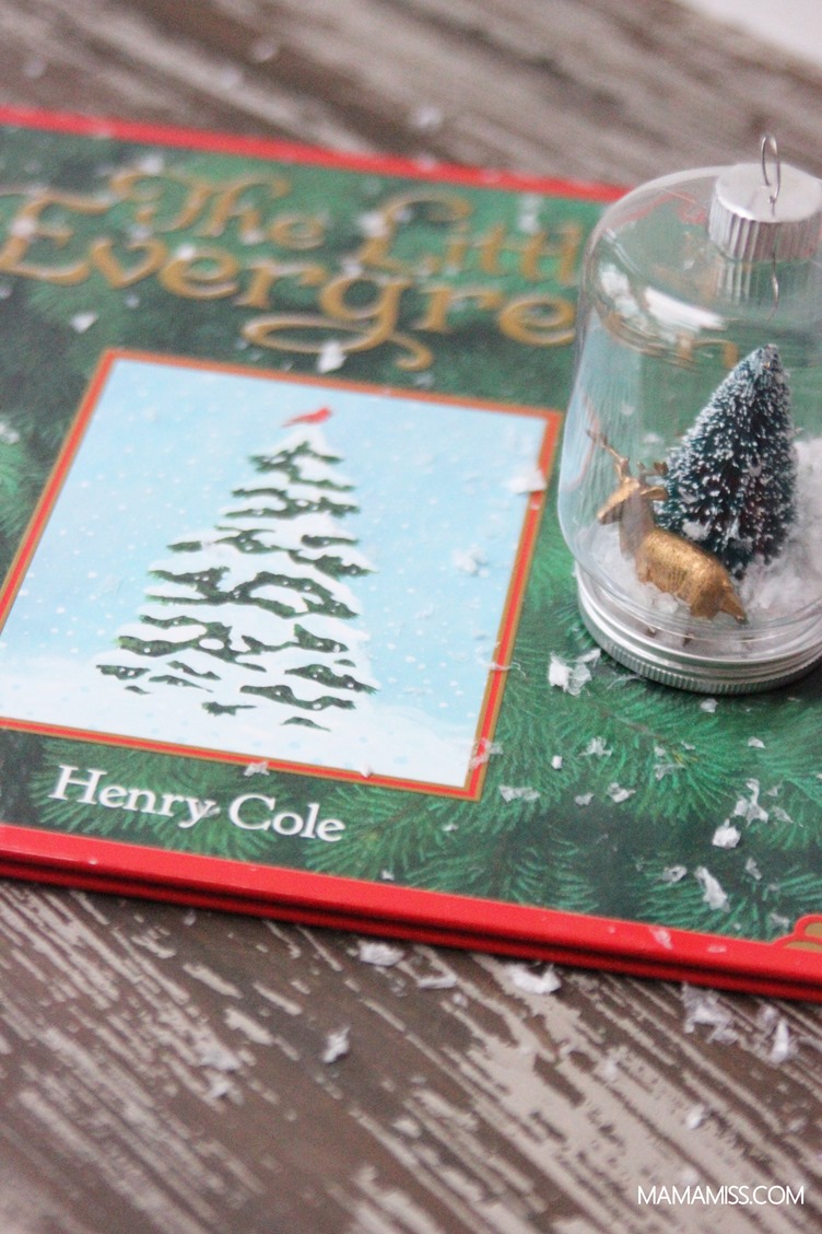 10 Days of a Kid-Made Christmas - Vintage Inspired Jar Ornament inspired by the Henry Cole book The Littlest Evergreen from @mamamissblog