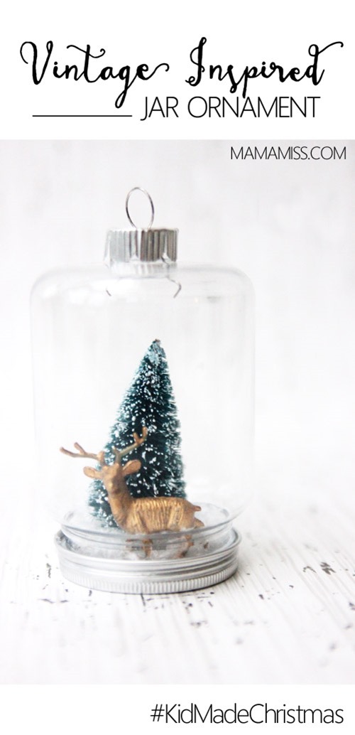 10 Days of a Kid-Made Christmas - Vintage Inspired Jar Ornament inspired by the Henry Cole book The Littlest Evergreen from @mamamissblog