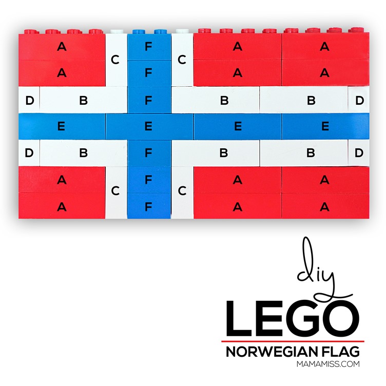 LEGO Norwegian flag! Study each country flag in a fun & educational way – with Legos from @mamamissblog