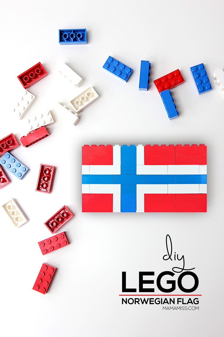 LEGO Norwegian flag! Study each country flag in a fun & educational way – with Legos from @mamamissblog